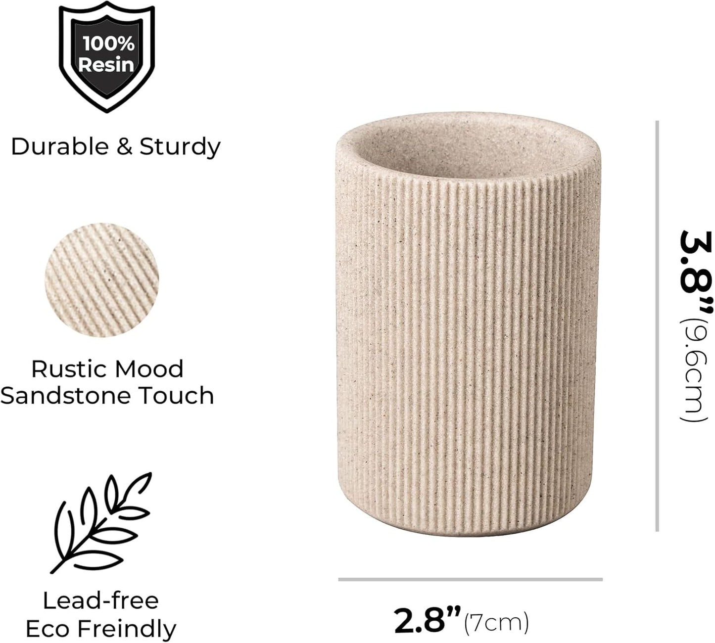 Skiennix Toothbrush Holder - Modern Boho Farmhouse Style, Small Sand Beige, Multi-Purpose Organizer