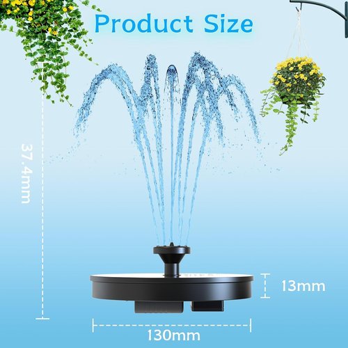 AMZtime Solar Fountain - 2026 Upgraded Solar Water Fountain with 6 Nozzles | Floating Pump for Bird Bath, Garden & Pond