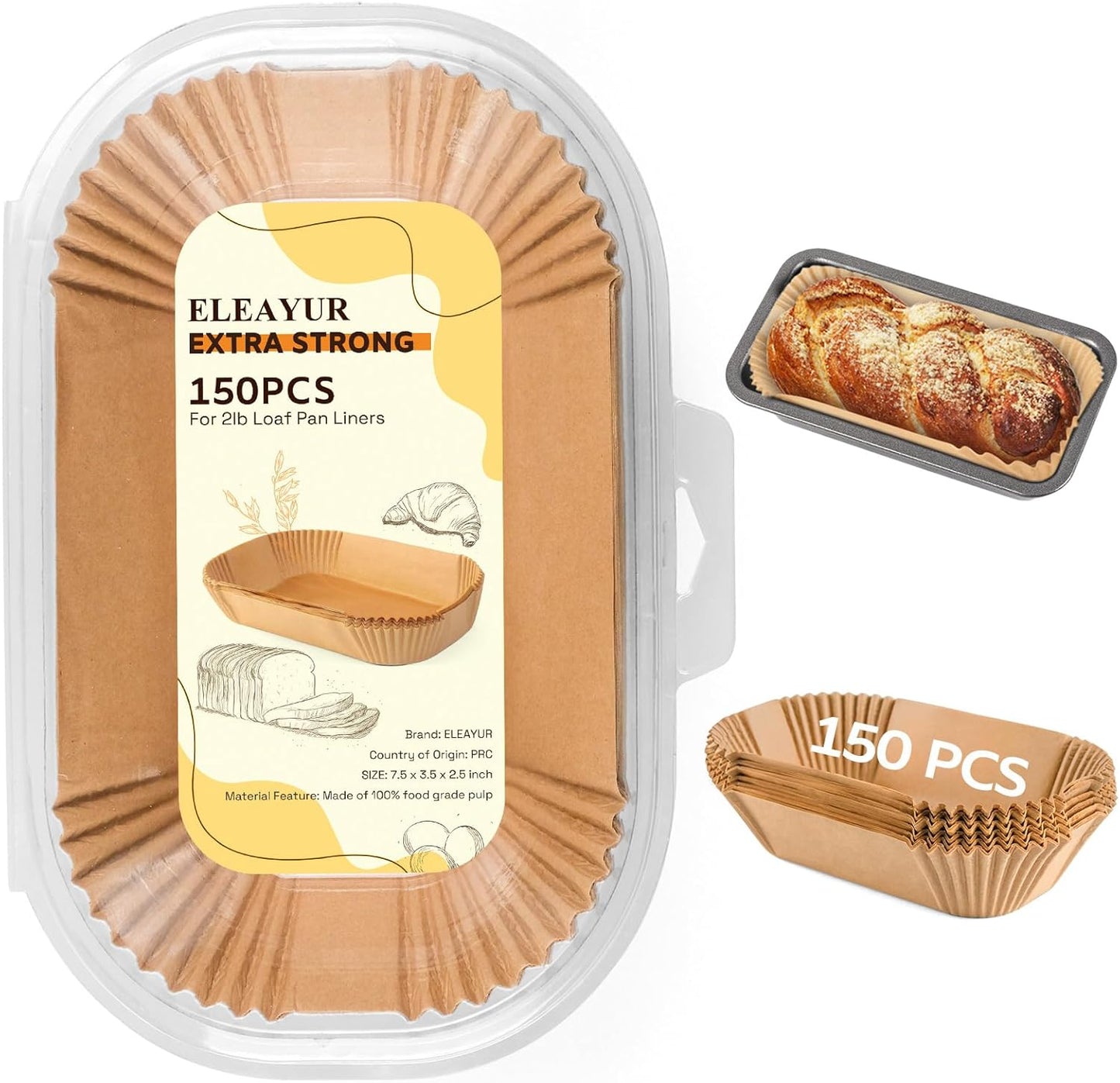 Loaf Pan Liners - 150PCS Non-Stick Parchment Paper for Baking Bread | 9x5 Inch Pre-Formed Liners