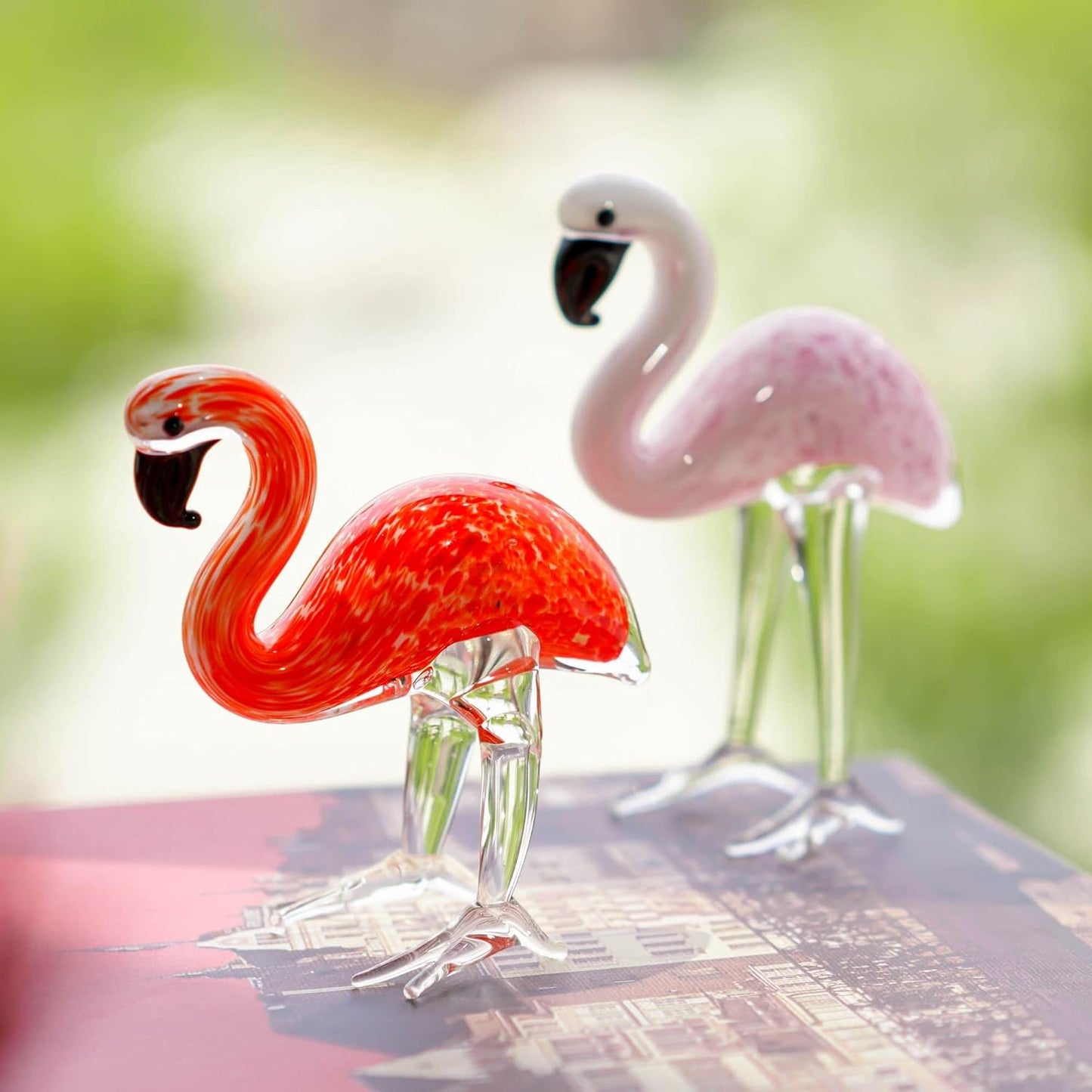 QFkris Blown Glass Flamingo Figurines - Elegant Love Token Art Glass | Set of 2 for Women