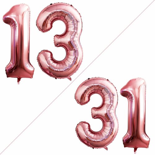 GOER Jumbo 42-Inch Number 13 Balloons - Rose Gold Foil Birthday Party Decorations