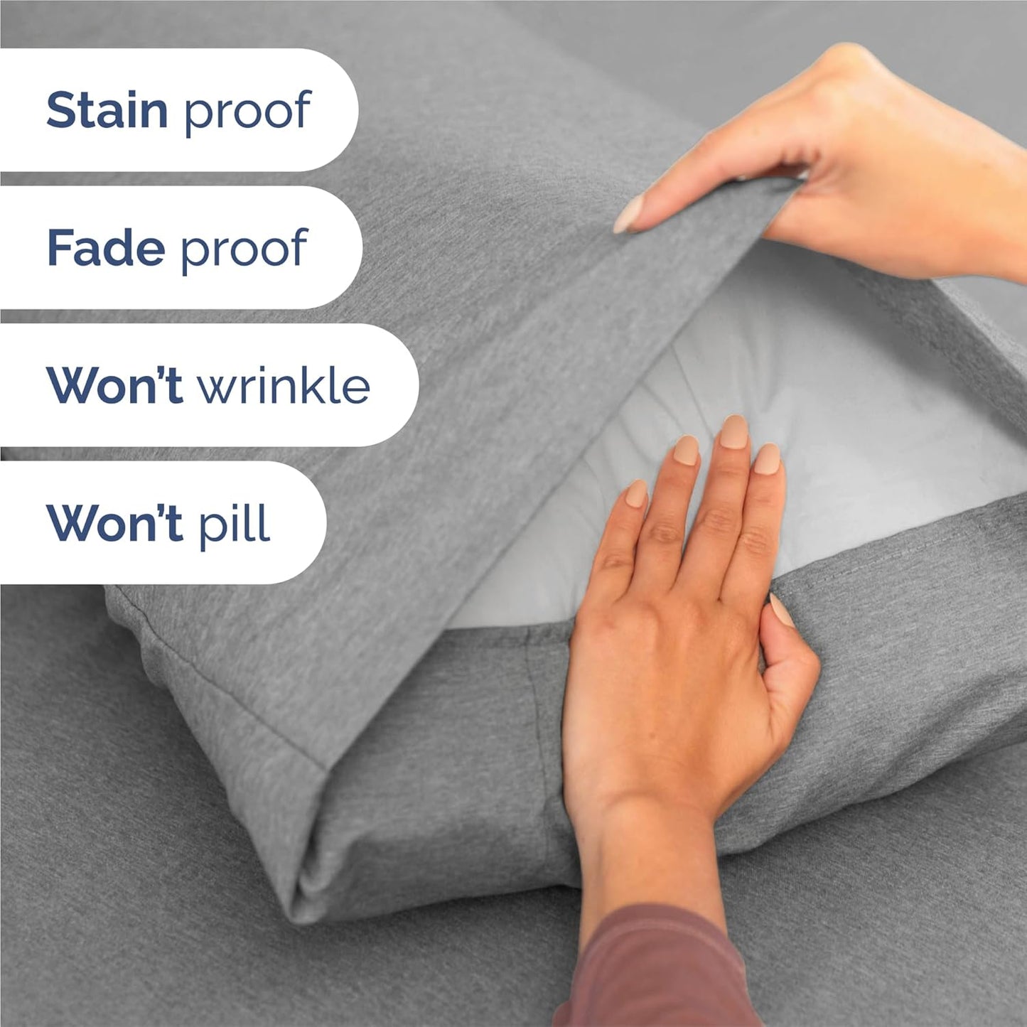King Size 4 Piece Sheet Set - Comfy Cooling Bed Sheets for Luxury Sleep - Soft, Wrinkle-Free Grey