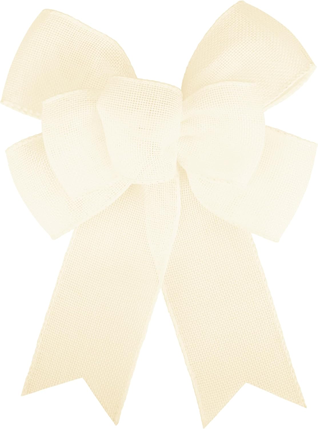 Meseey Natural Cream Burlap Wired Ribbon - Handmade Premade Bows for Wreaths & Gift Wrapping | 2 Pcs