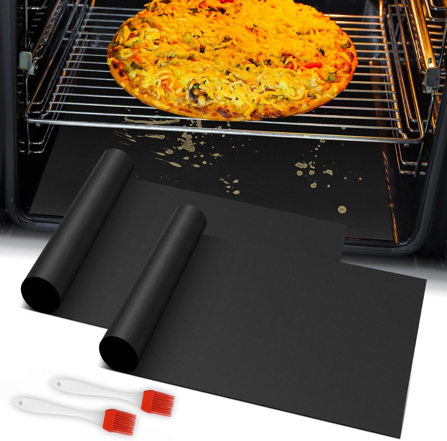Skiennix Oven Liner - Heavy Duty Heat Resistant Drip Mat | 2 Pack for Electric Stoves & Grills