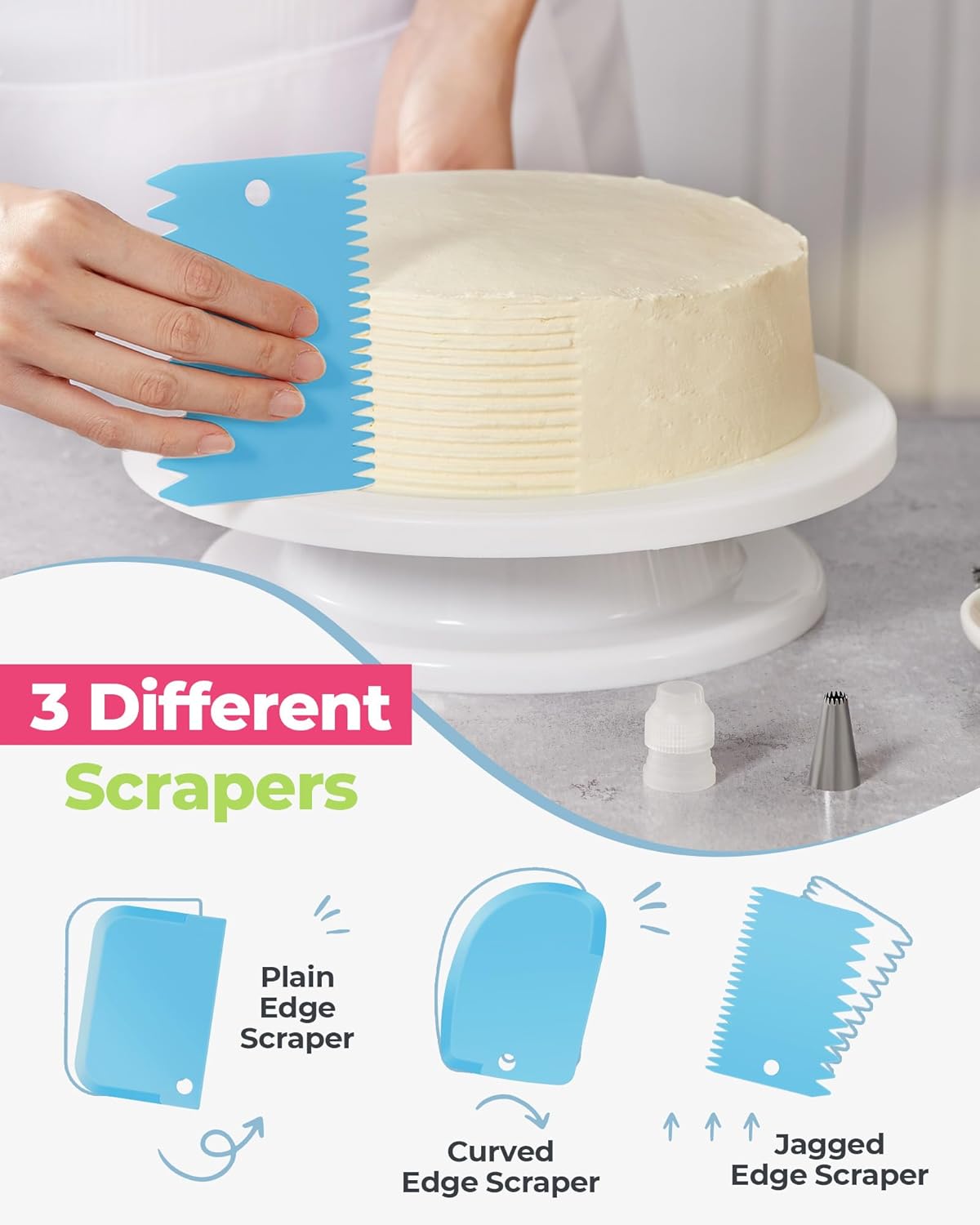 Kootek 32-Piece Cake Decorating Kit - 24 Icing Piping Tips & 2 Reusable 12-Inch Bags