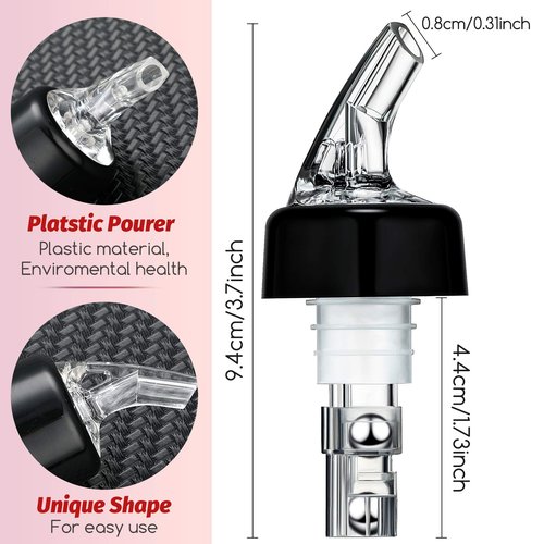 BBTO Automatic Measured Bottle Pourer Spout Liquor Pourers Bottle Jigger Quick Shot Spirit Measure, 1 oz/ 30 ml(Clear, Black,12 Pieces)