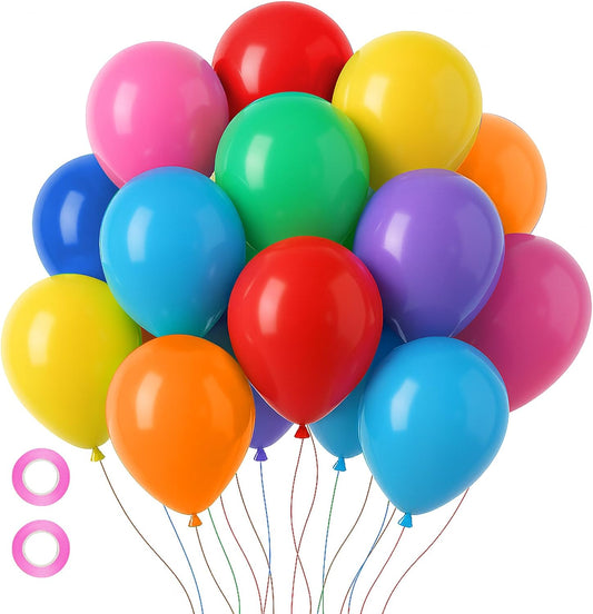 Voircoloria 12-Inch Rainbow Latex Balloons - 105 Colorful Balloons for Birthday & Wedding Decor