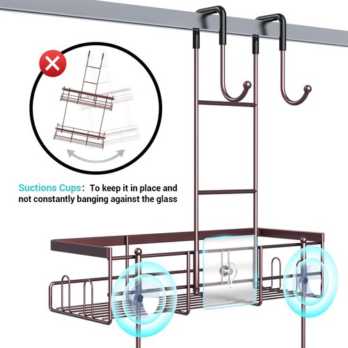 Aitatty Over The Door Shower Caddy - Rustproof Hanging Organizer for Bathroom | Bronze Finish