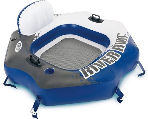 **INTEX River Run Connect Inflatable Floating Lounge - Comfortable Backrest, Built-in Cup Holder, 220lb Capacity**