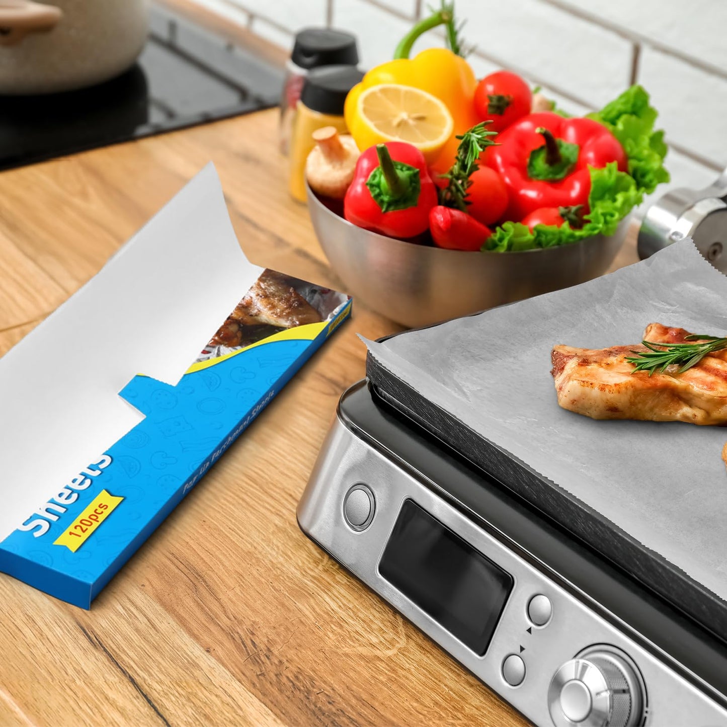 LemonRoad 6 Pack 720 Pcs Pop-up Parchment Paper Sheets 10.7 x 13.75 Inch Precut Non-stick Parchment Sheets Non-stick Greaseproof Baking Paper for Baking Cooking Grilling Air Fryer and Steaming
