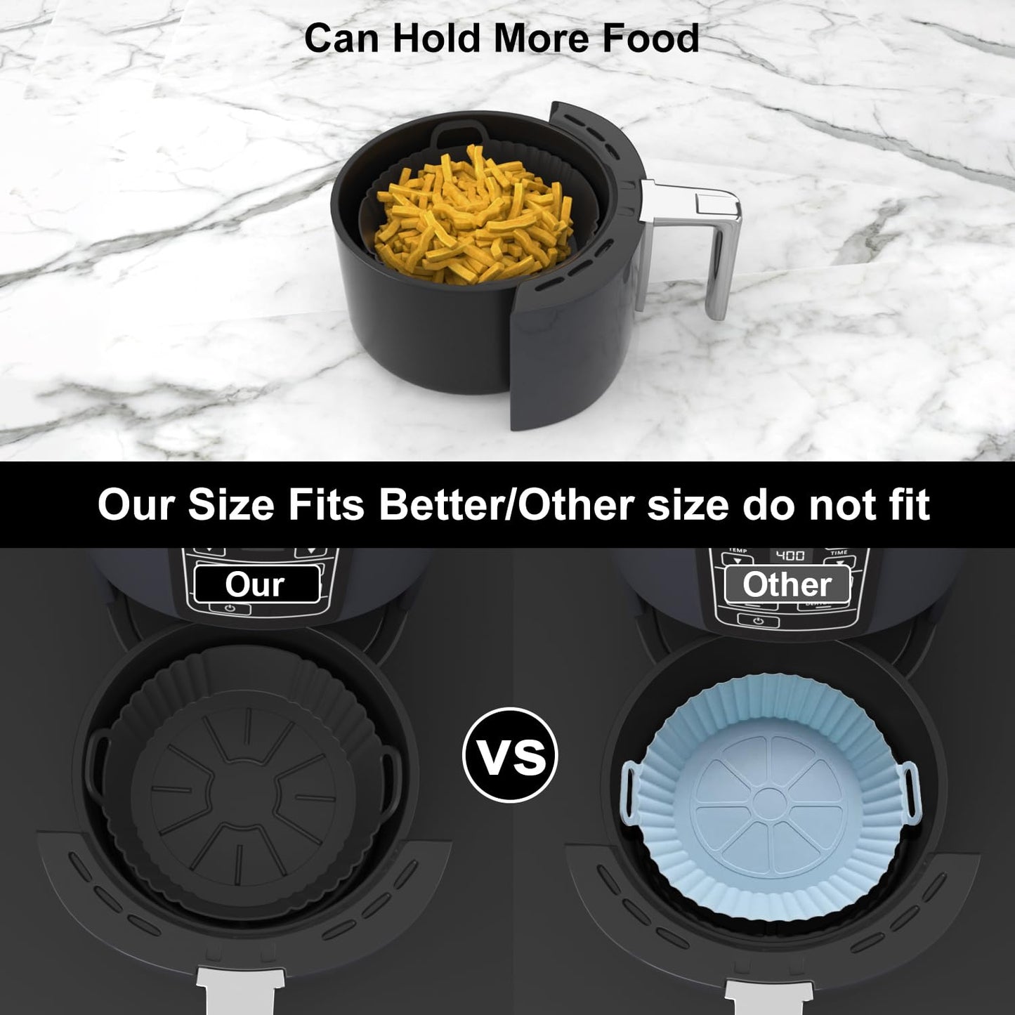 PINTAUR Round Silicone Air Fryer Liners 3Pack, Ninja AF101 & AF161 Silicone Liners for 4-5.3QT, Reusable Air Fryer Accessories Food Grade Liners, Compatible with Ninja, COSORI, Tefal, Bear, Chefman