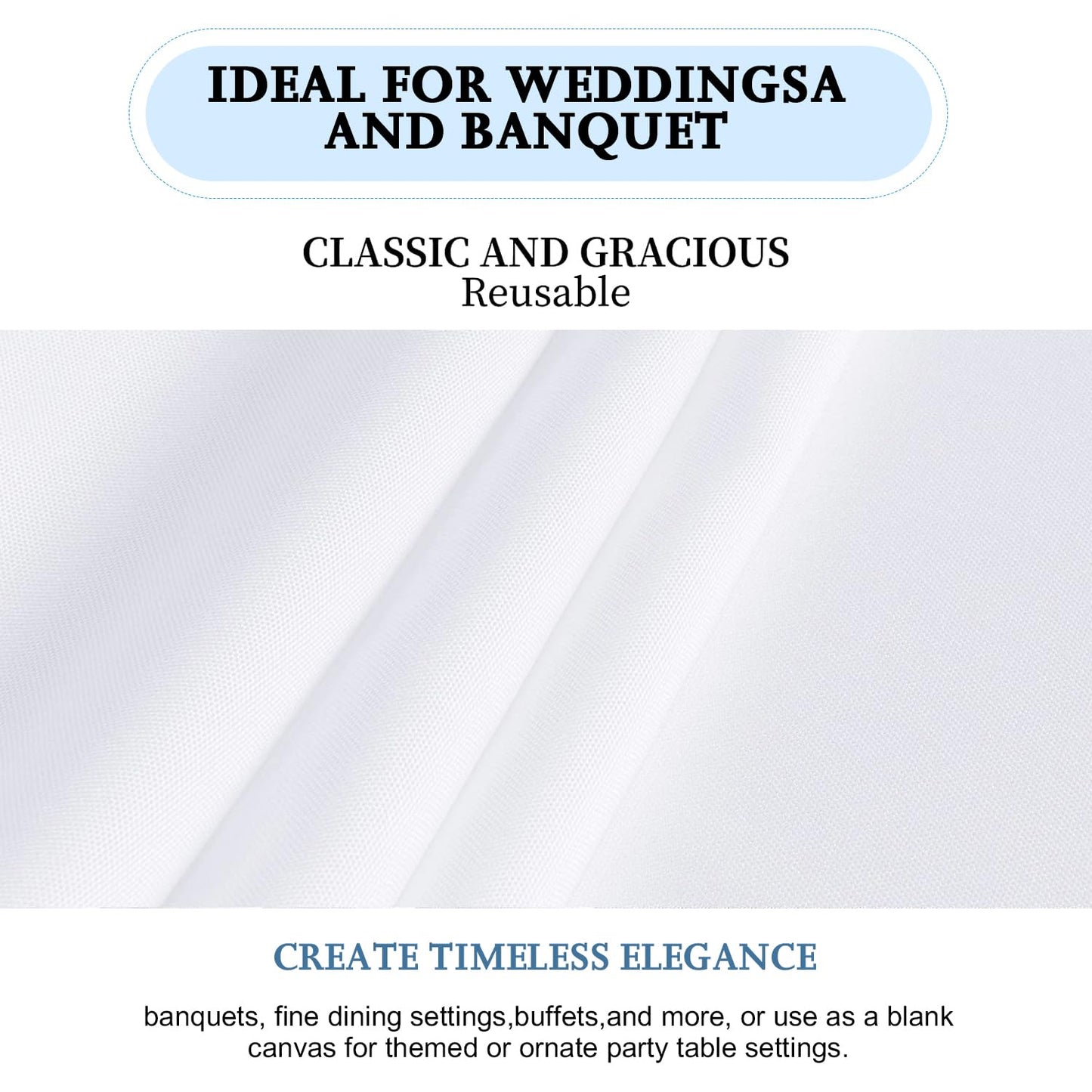 FINDYOU 6 Pack White Table Cloth Rectangle Table 60 x 102 Inch Tablecloths for 6 Foot Rectangle Tables. Stain and Winkle Resistant Polyester Washable White TableCloths for Parties Wedding Dining