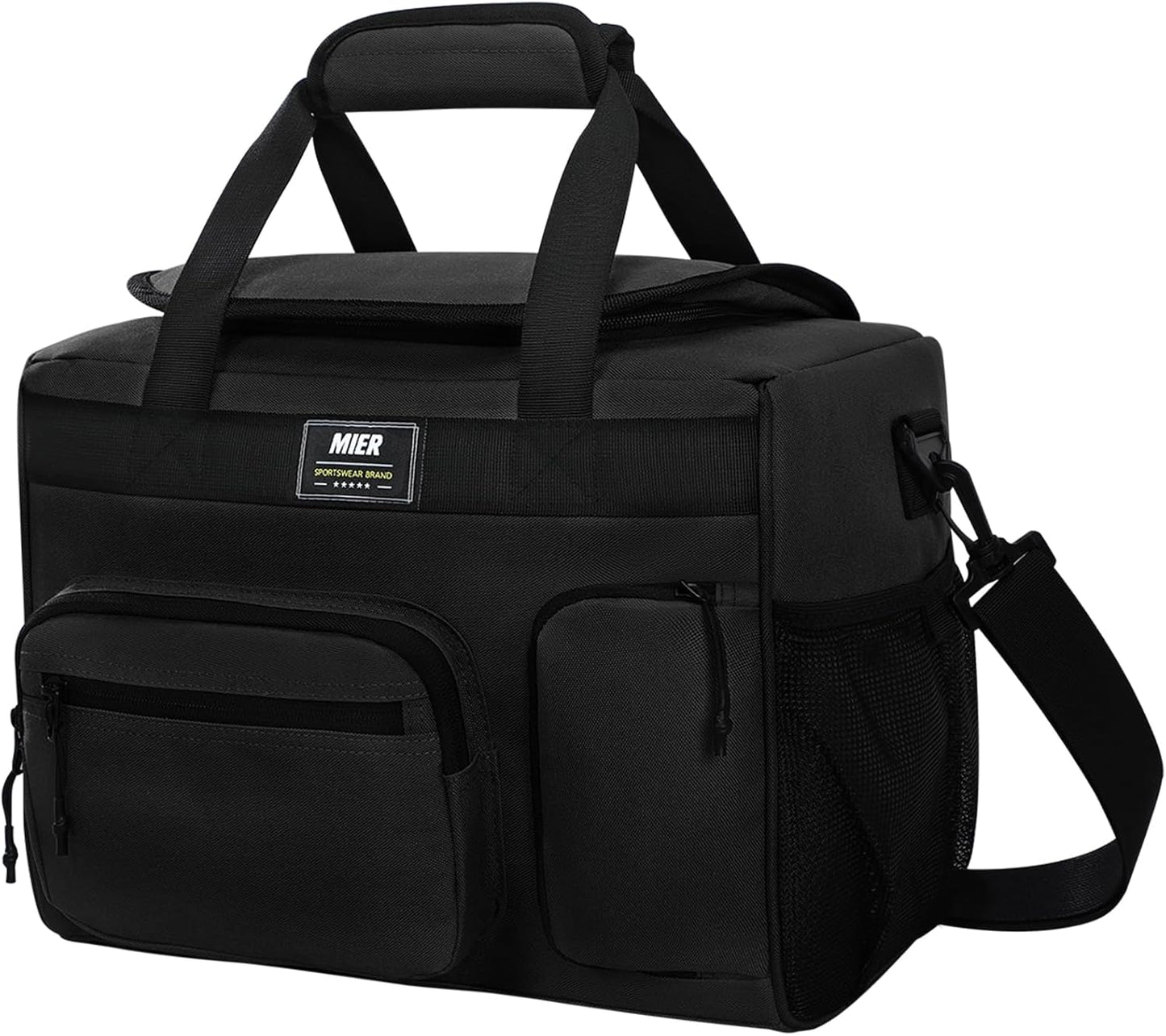 MIER Insulated Lunch Box - Large 30 Can Cooler Bag for Work, Travel & Camping | 18L, Black