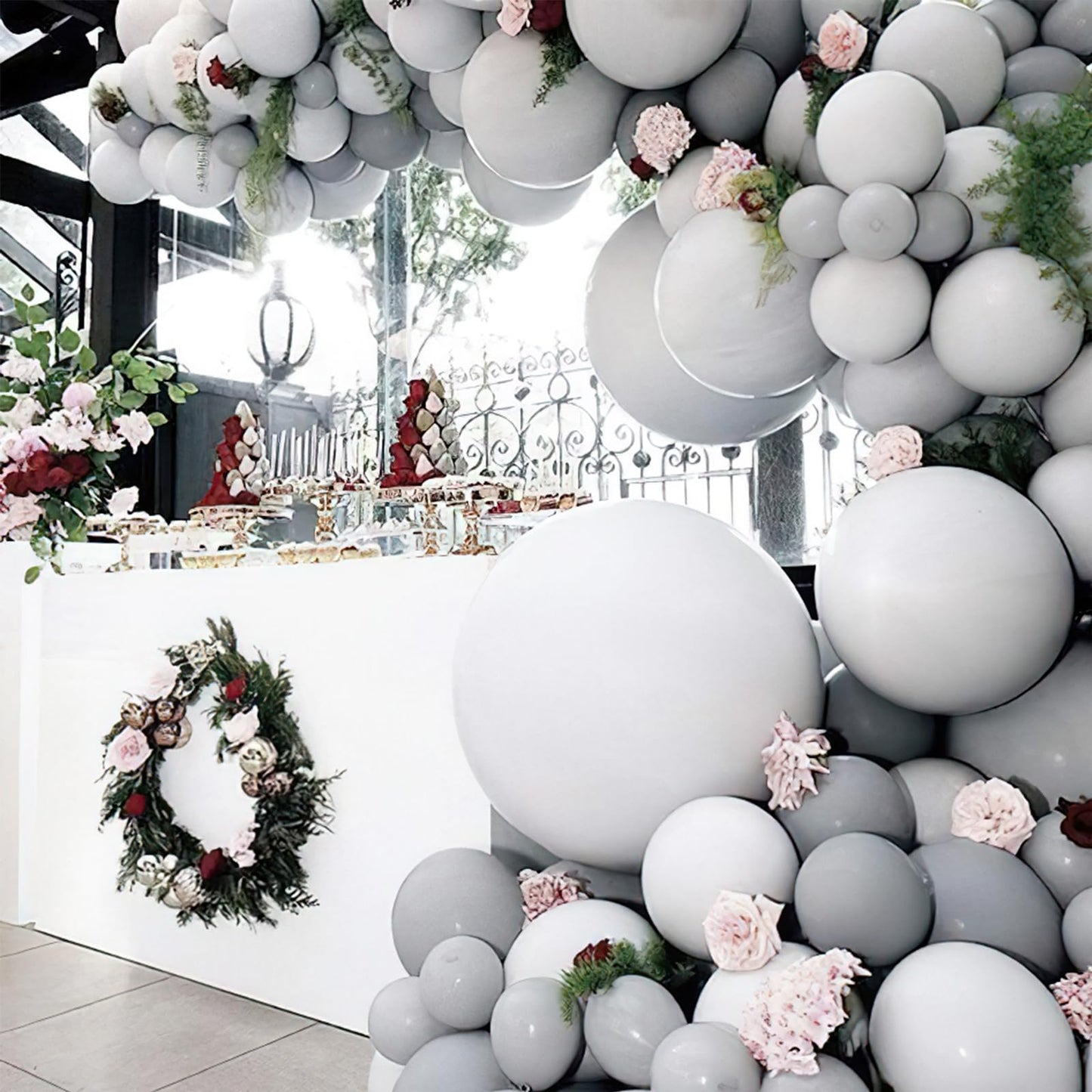PartyWoo Grey Balloons 140pcs Different Sizes Pack of 18 12 10 5 Inch Light Pastel Pale Gray Latex Balloon Arch Kit Garland for Baby Shower Graduation Wedding Birthday Party Decorations Gray-Y76