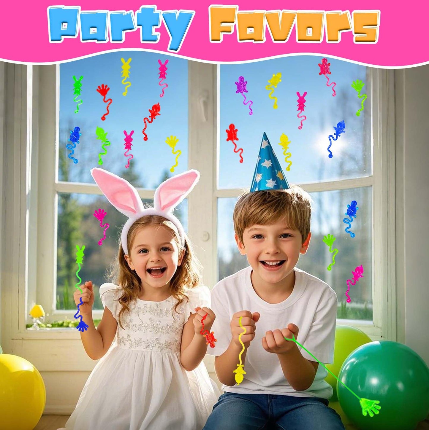 Voiiake Easter Egg Fillers & Basket Stuffer Essentials - 48Pcs Mini Sticky Toys Hands for Kids Teens Boys Girls, Bulk Party Favors Supplies , Treasure Box Toys for Classroom , Egg Hunt Party Supplies
