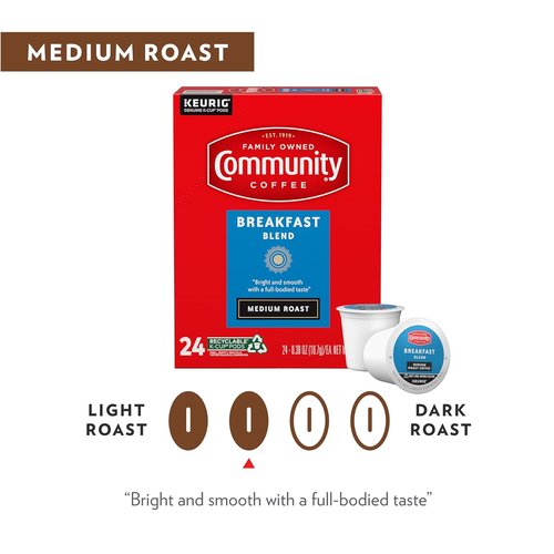Community Coffee Breakfast Blend - Medium Roast Single-Serve K-Cup Pods | 72 Count Pack