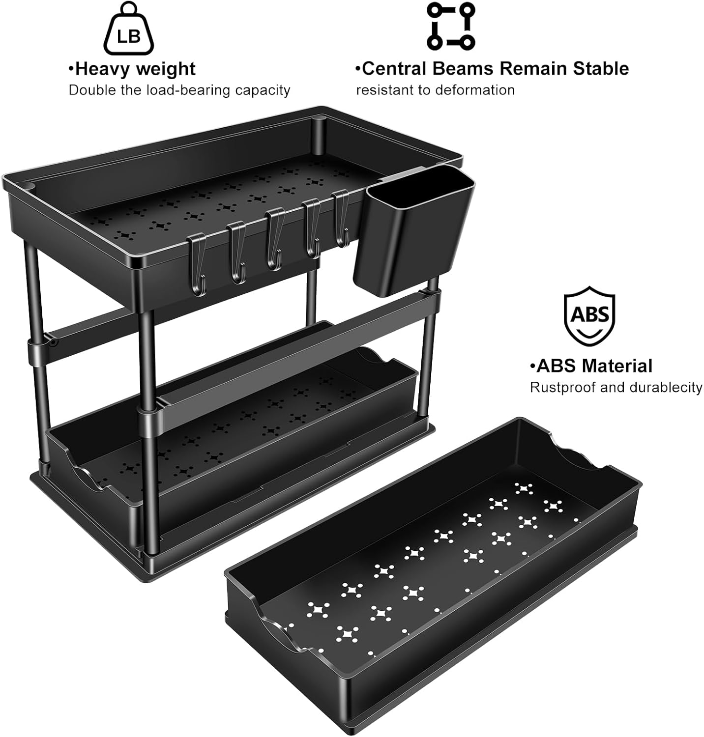 JPart Under Sink Organizer - 2-Tier Kitchen & Bathroom Storage with Sliding Drawers | Durable Design, 2 Pack