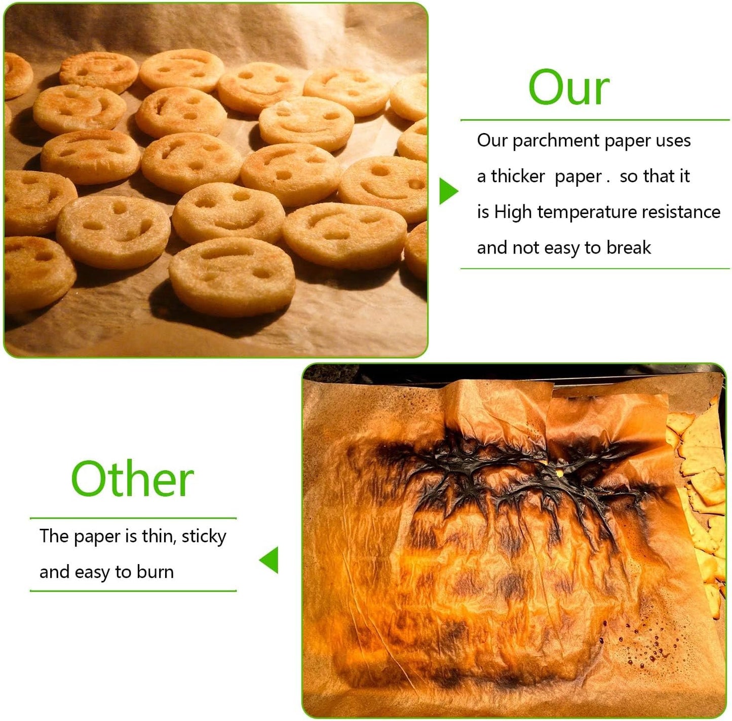 QYH Parchment Paper Sheets - 300 Unbleached Precut Baking Sheets, 8x12 Inches for Cookies & Air Frying