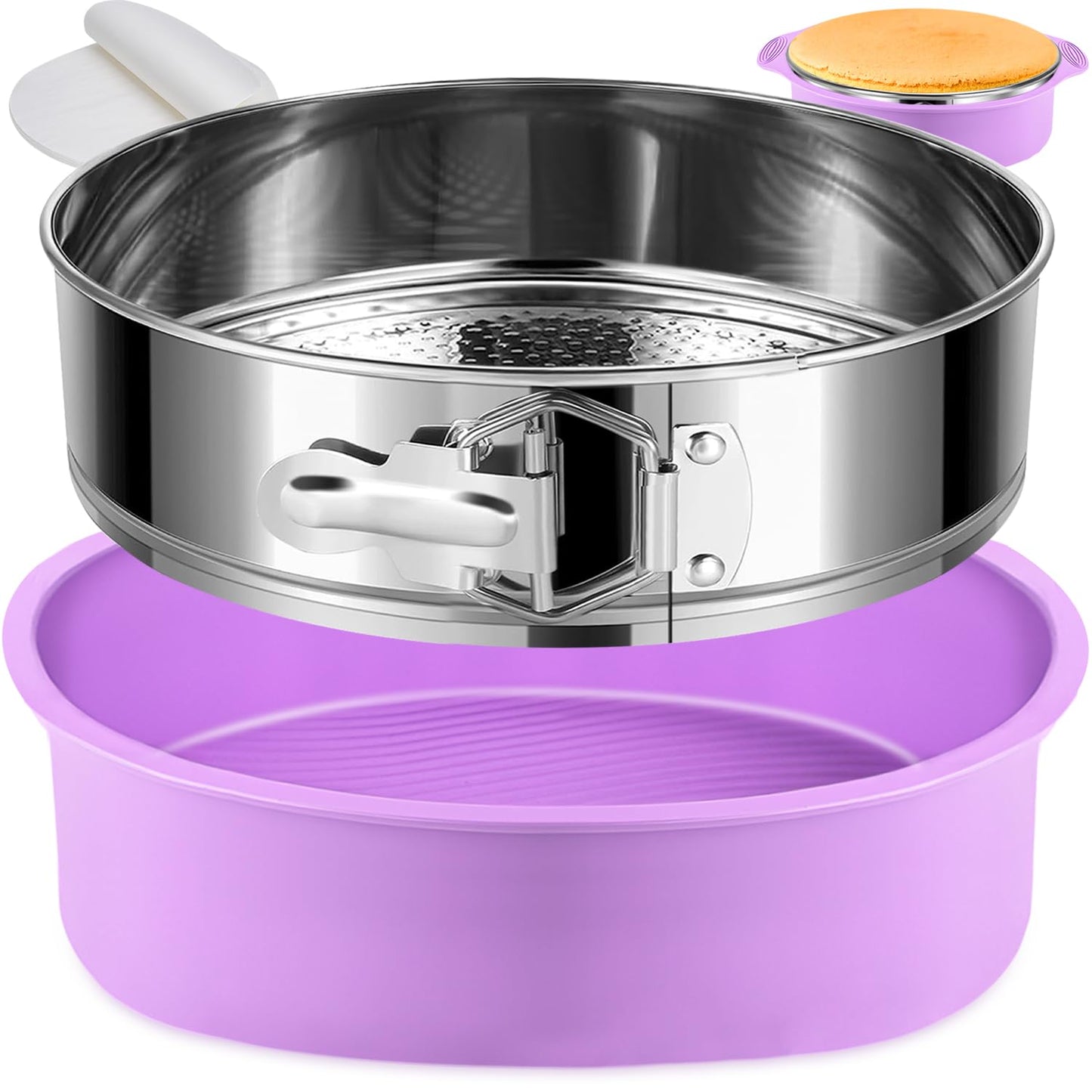 304 Stainless Steel Springform Pan 9 Inch Nonstick, Leakproof Cheesecake Pan with Removable Bottom, Spring Form Pan for Cheesecake with Protector, 9 Inch Springform Pan for Cheesecake with 50Pcs Paper