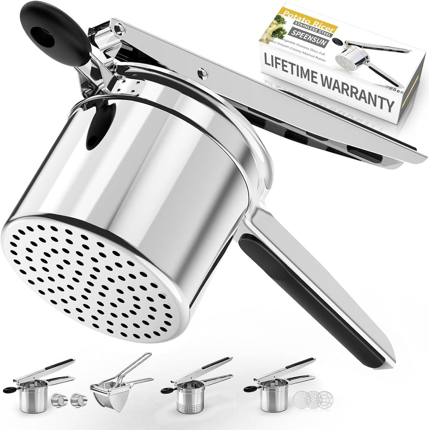 SPEENSUN Potato Ricer - Heavy Duty Stainless Steel Masher for Fluffy Mashed Potatoes | 15 OZ with Silicone Handle