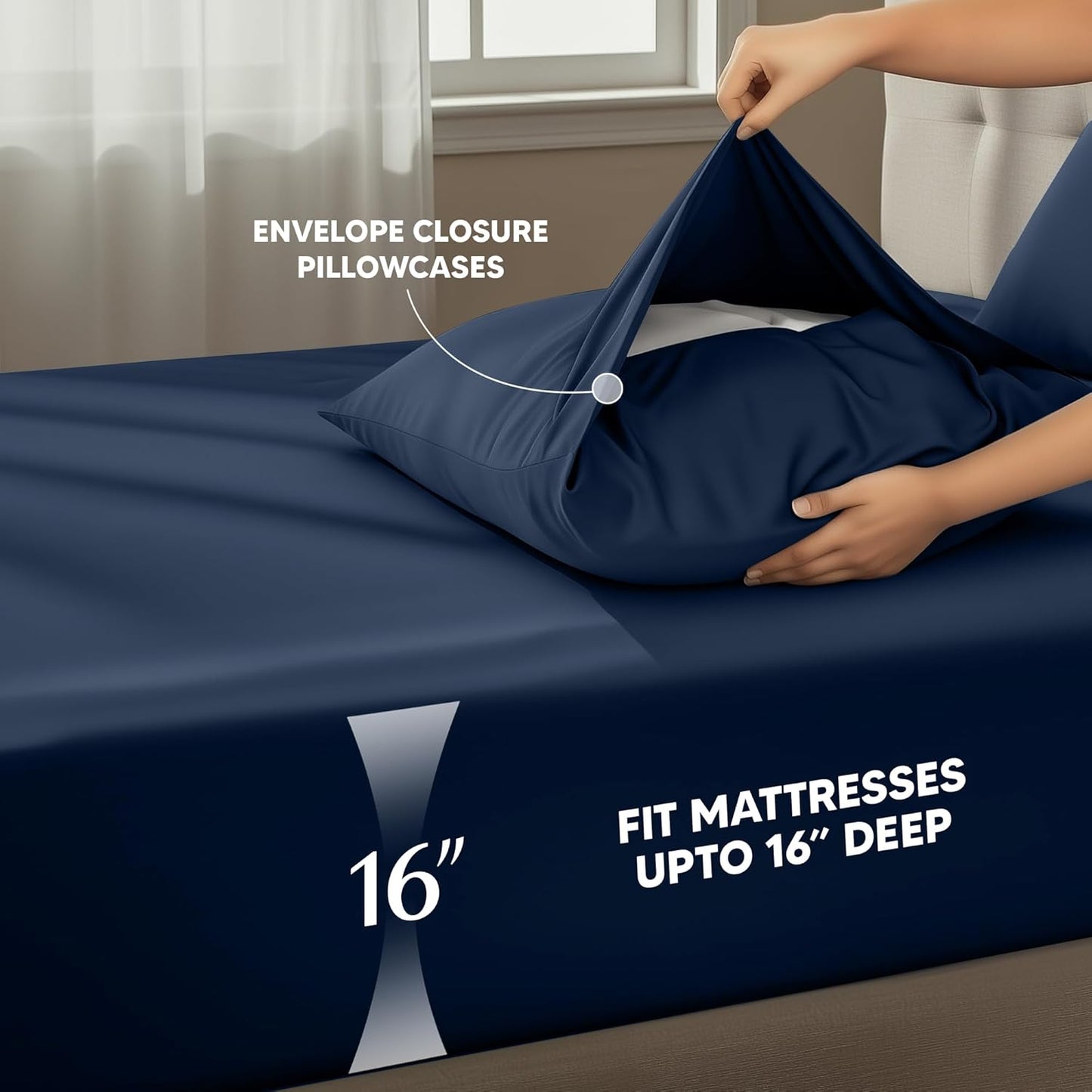 Utopia Bedding California King Size Sheet Set - Soft, Breathable Microfiber, 4-Piece in Navy Blue