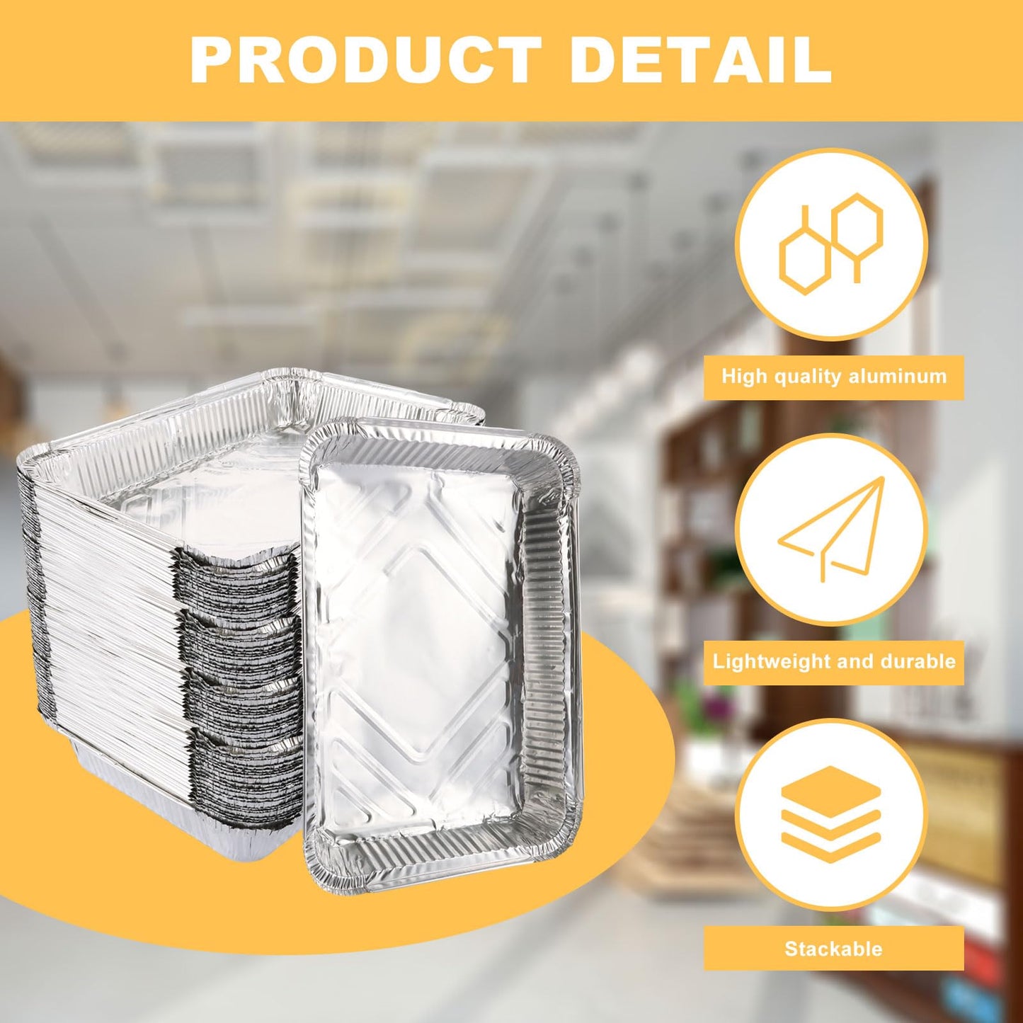 MUXHEL 50 Pcs 9 x 13 Aluminum Pans, Aluminum Foil Pans, Disposable Foil Trays for Baking, Cooking, Freezing and Storing Food