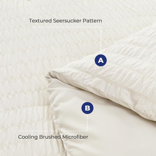 HYMOKEGE Queen Comforter Set - Ivory Oversized 7-Piece Luxury Bedding Set with Sheets & Pillowcases