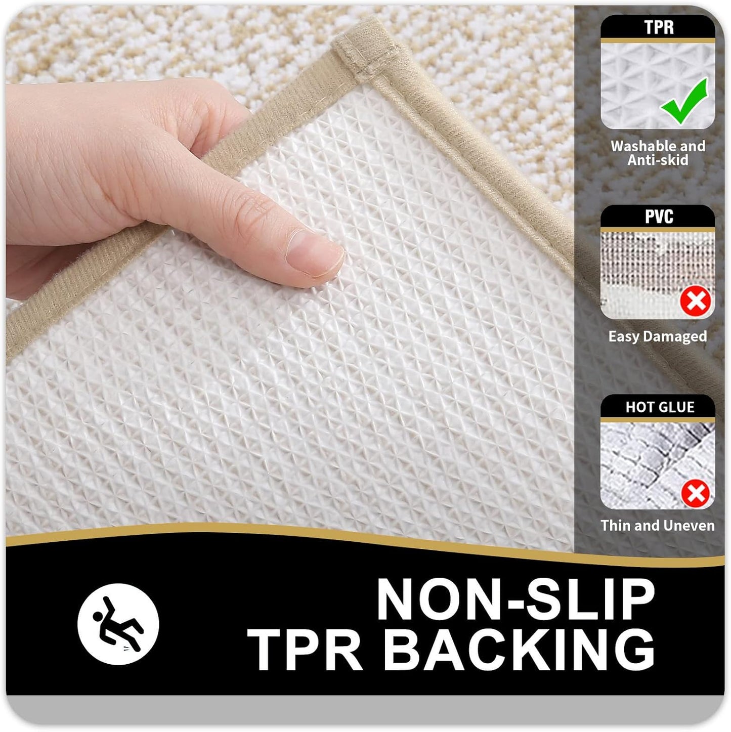 OLANLY Bathroom Rugs - Extra Soft Microfiber Bath Mat | Non-Slip, Quick Dry, 24x16, Beige