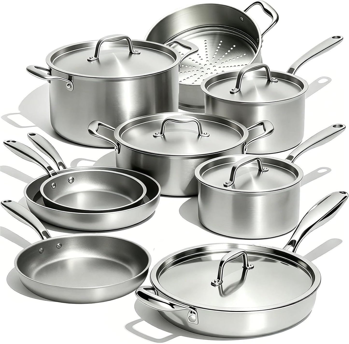 Umite Chef Stainless Steel Cookware Set - 14-Piece Induction-Ready, Heavy-Duty & Oven Safe | PFOA, PTFE & PFOS Free