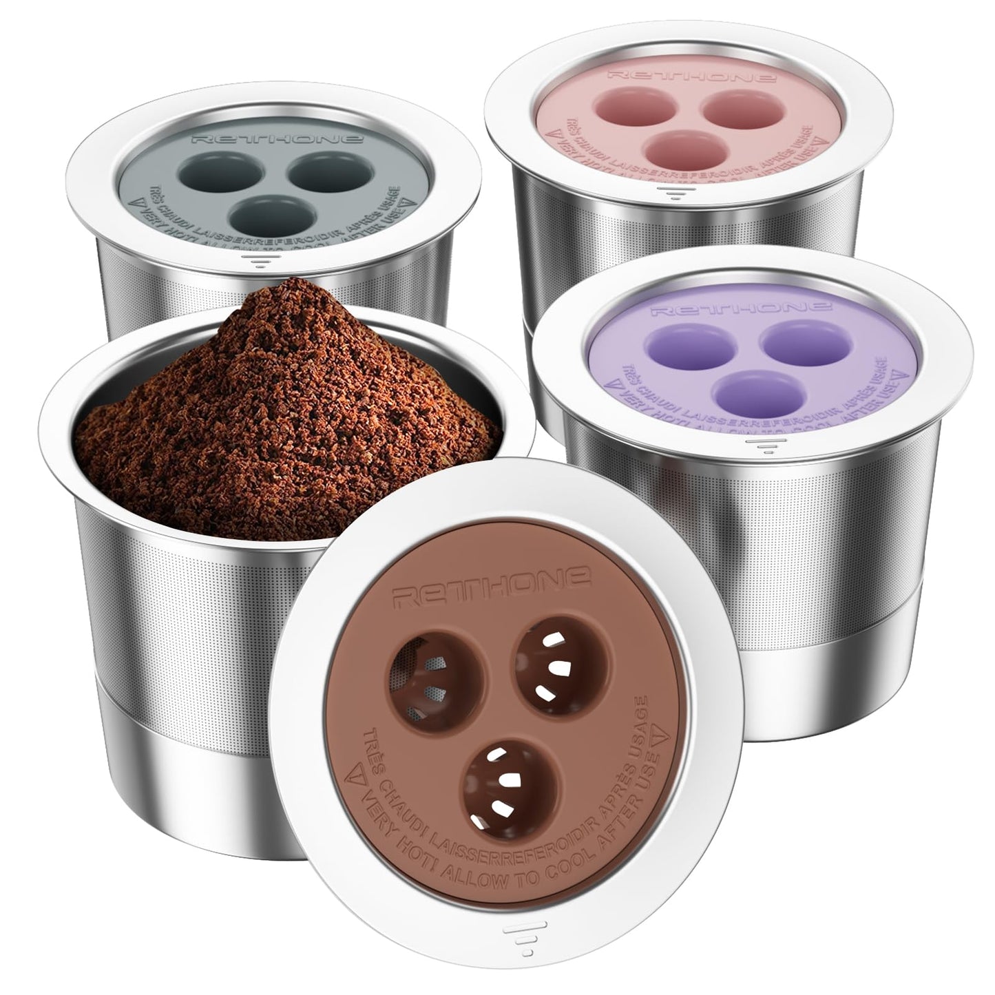 RETHONE Reusable K Cups Coffee Pods Compatible with Ninja Coffee Maker, Stainless Steel Reusable Coffee Filters for Ninja CFP201 CFP300 CFP301 CFP305 CFP307 CFP400 Dual Brew Pro (2 Packs)