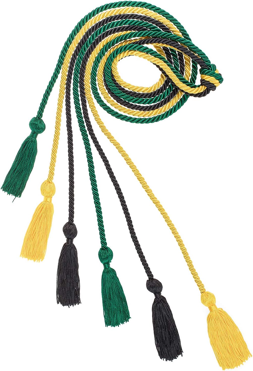 Whaline Graduation Honor Cords - 3Pcs Rayon Braided Cords with Tassels for Graduates | Black, Gold, Green