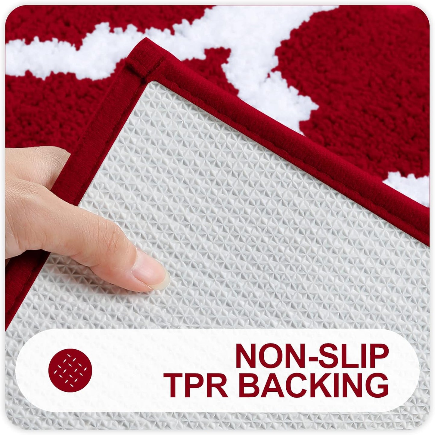 OLANLY Bathroom Rugs Set - 2-Piece Microfiber Bath Mat & U-Shaped Toilet Rug | Non-Slip, Machine Washable, Burgundy (30"x20" + 24"x20")