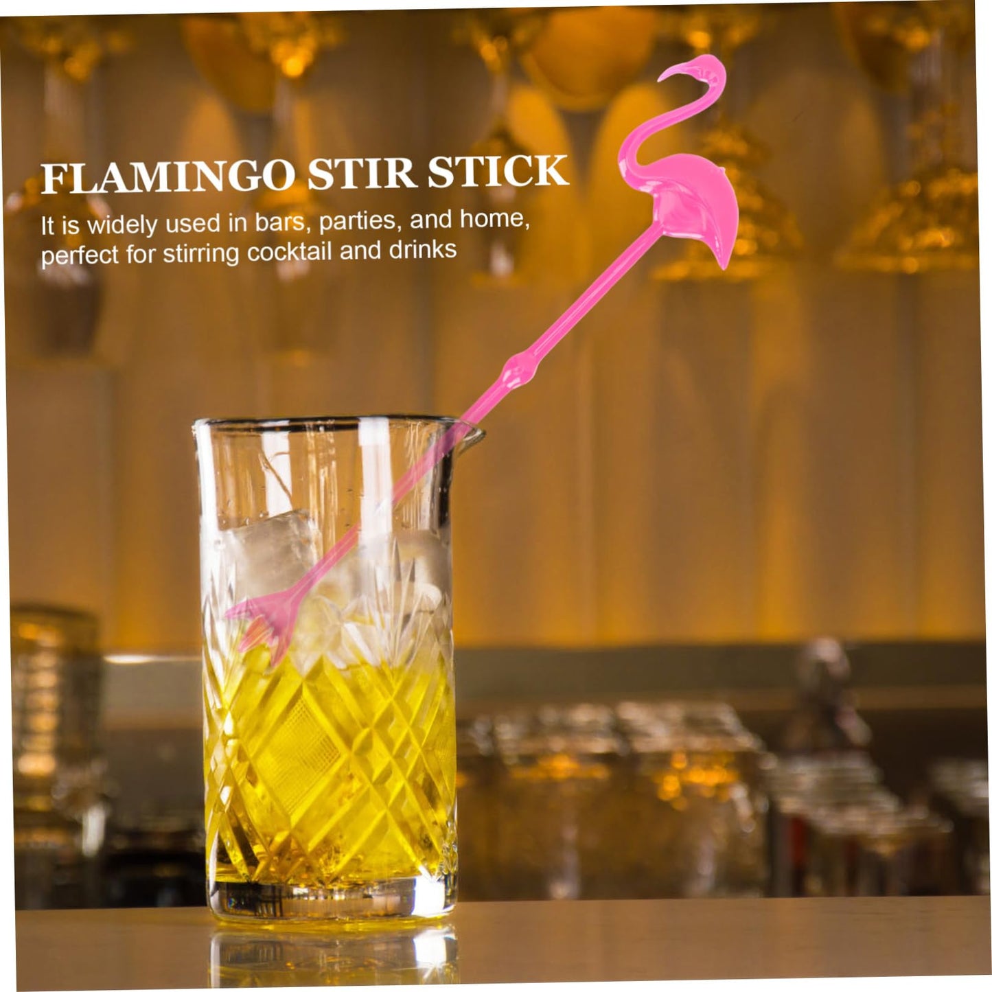 SHOWERORO Flamingo Stirring Rods 12 Pcs Plastic Cocktail Swizzle Sticks 8.5 Inch Beverage Mixers for Parties Bars Home Entertaining