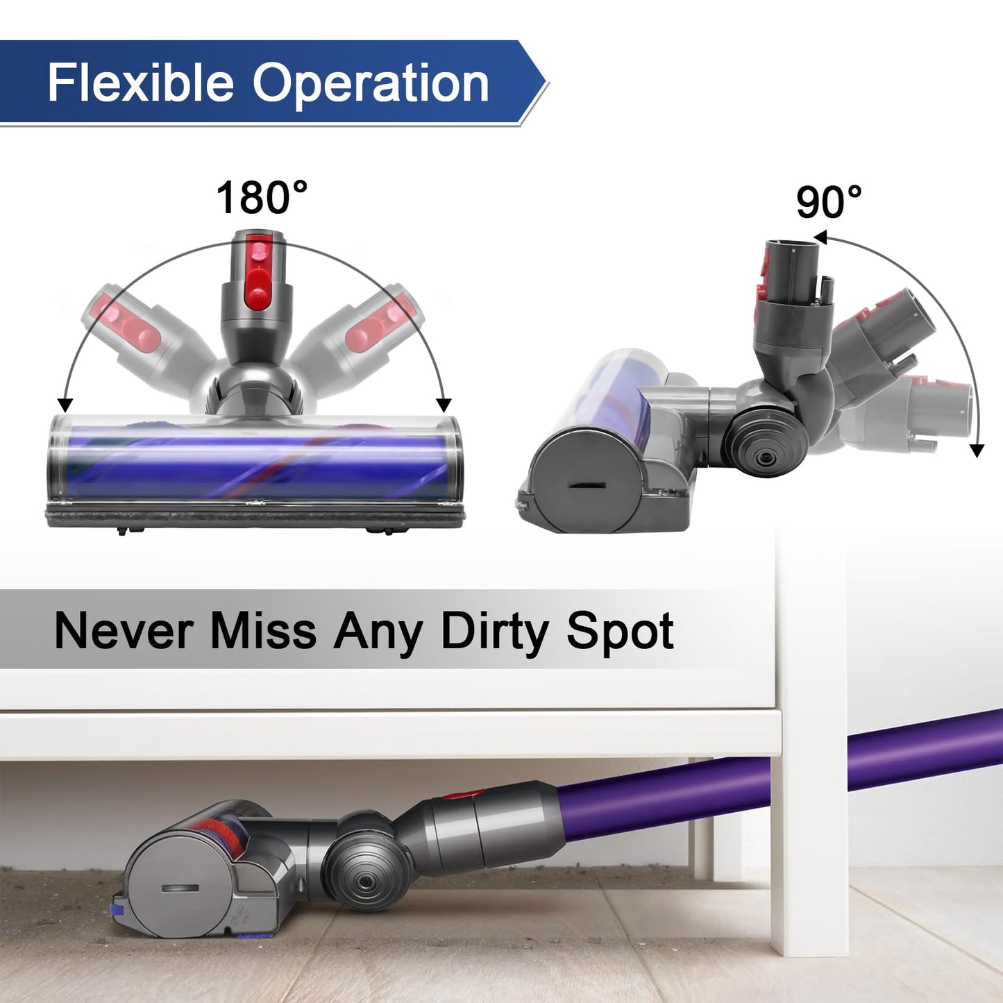 Garbage fighter Quick-Release Motorhead Cleaner for Dyson V7 V8 V10 V11 V15 Vacuum Cleaner Head SV10 SV11 SV12 SV14 Replacement Part Electric Head for Hardwood Floor Carpets Replacement Part 967483-04