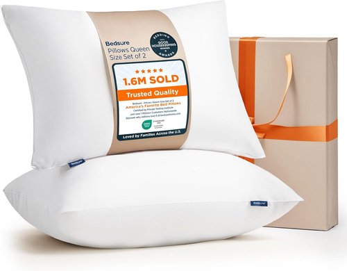 Bedsure Queen Size Pillows - Soft Down Alternative Bed Pillows for All Sleep Positions, 28"x19", White, Set of 2