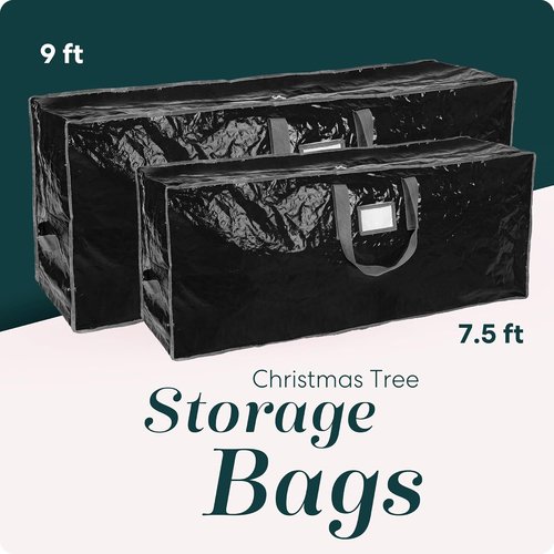 Handy Laundry Christmas Tree Storage Bag - Heavy Duty Waterproof Protection for 7.5 Ft Xmas Tree | Dual Zipper & Reinforced Handles - Black