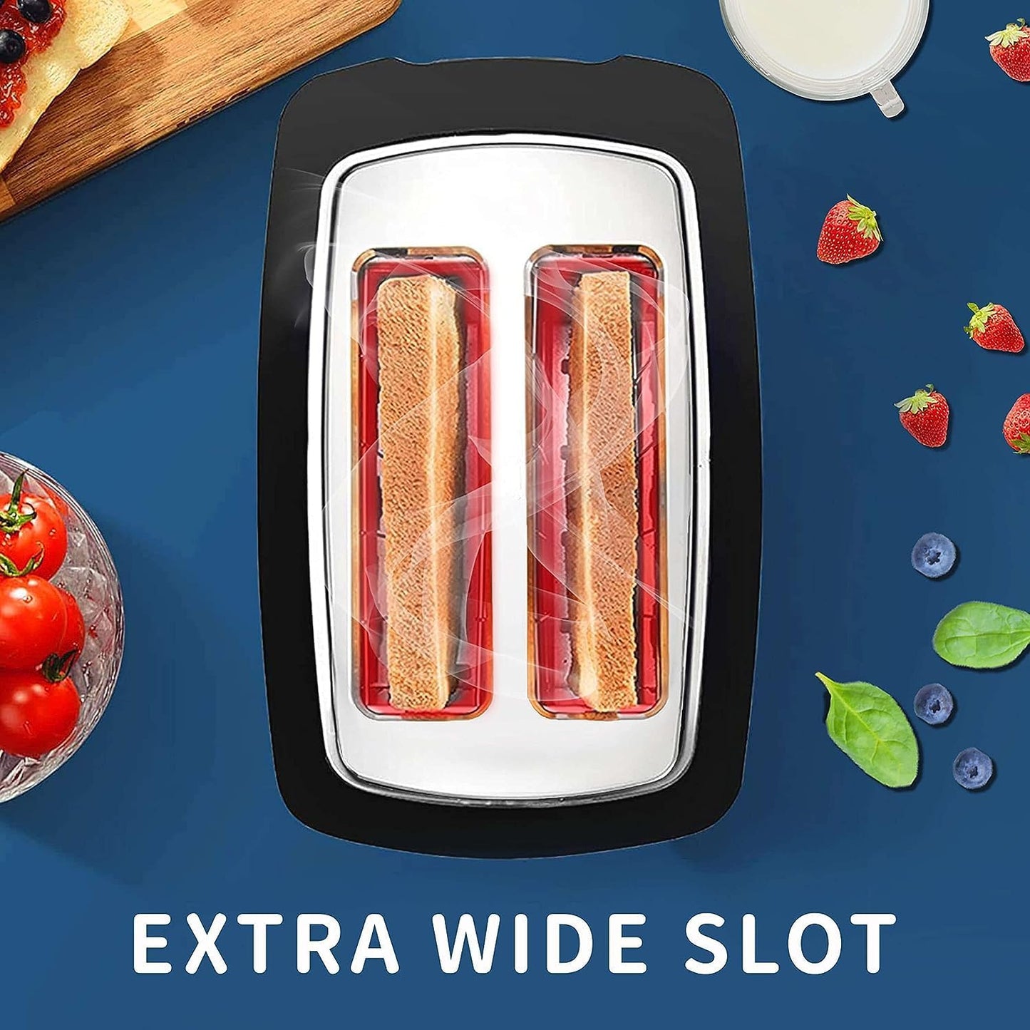 Skiennix 2-Slice Wide Slot Toaster - Smart LCD Countdown Timer with Bagel & Defrost Functions