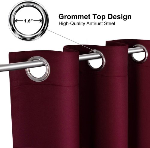 ChrisDowa Small Window Curtains - Grommet Thermal Insulated Room Darkening Panels (Burgundy Red, 52 x 36 Inch)
