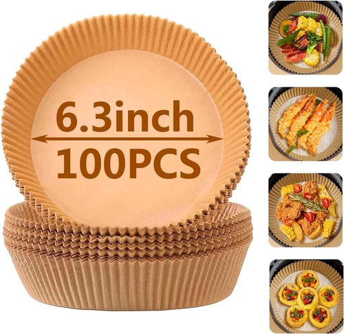 Air Fryer Liners | 100PCS Round 6.3-Inch Disposable Non-Stick Parchment Paper for 2Qt to 5Qt Fryers