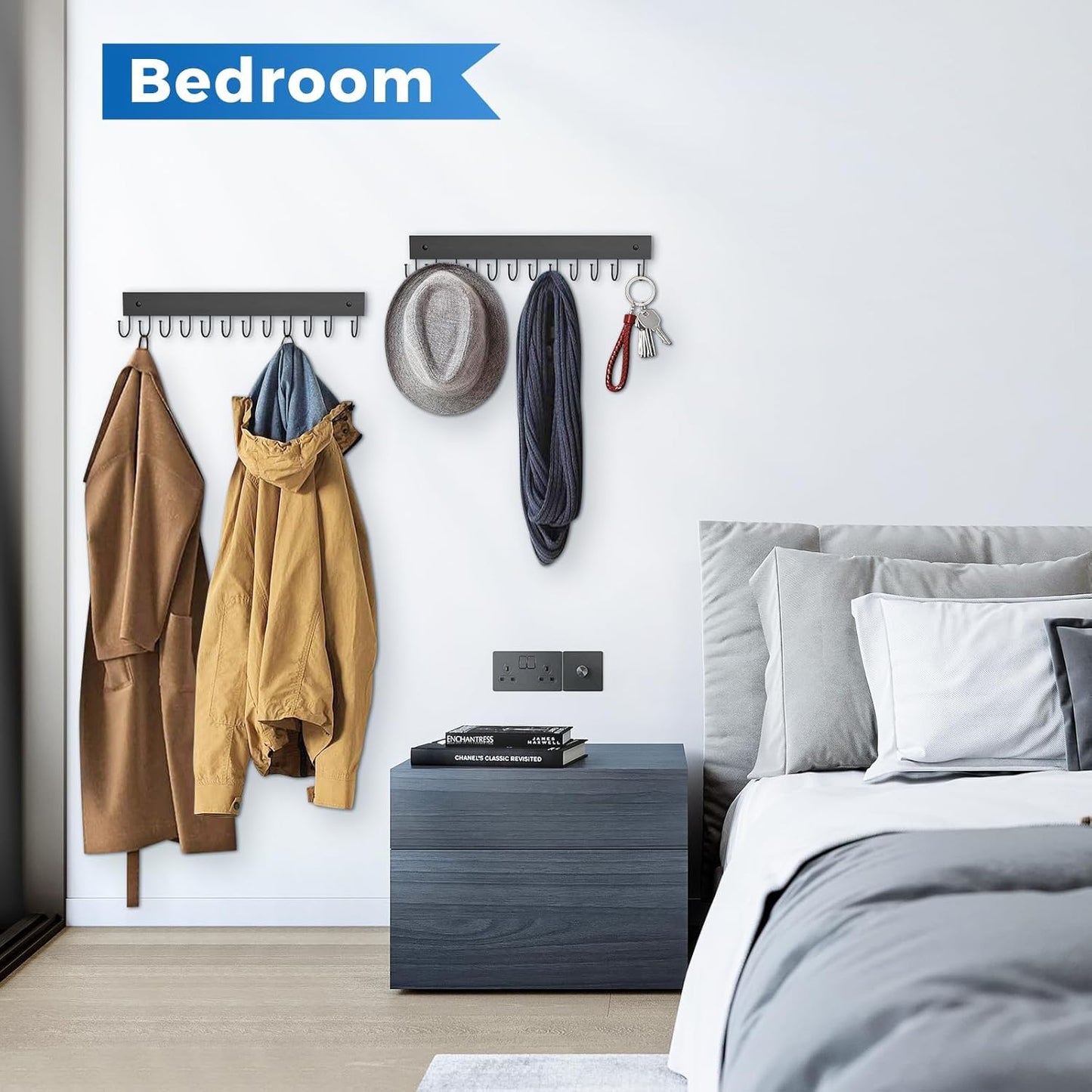 Skiennix Wooden Belt Hanger - Wall Mounted Organizer with 24 Storage Capacity | 180° Rotating Design in Black