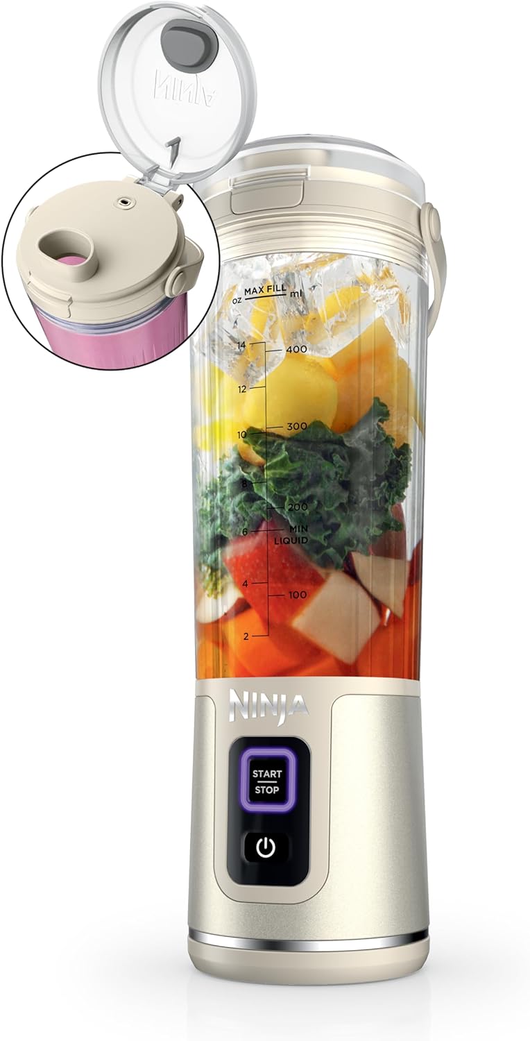 Ninja Blast Portable Blender - Cordless 18oz Personal Blender for Shakes & Smoothies | BPA-Free, USB-C Rechargeable, Vanilla Bean