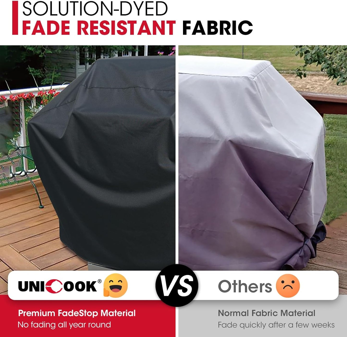 Unicook Grill Cover - 55 Inch Heavy Duty Waterproof BBQ Cover with Handles & Air Vents | Fits Weber, Charbroil, Nexgrill