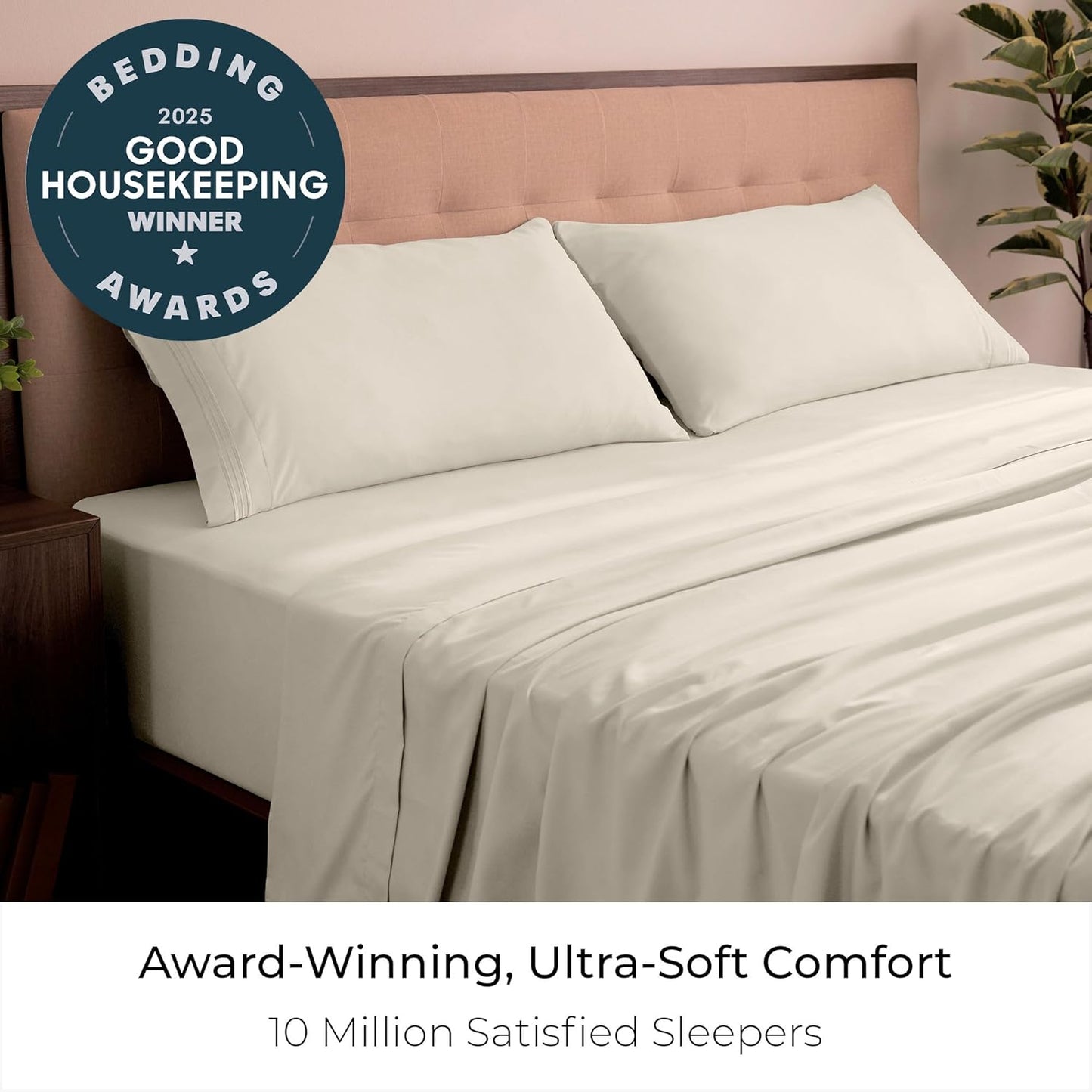 Mellanni California King Sheets Set - 4 PC Hotel Luxury Bedding | Extra Soft, Cooling, Wrinkle Resistant (Golden Ivory)