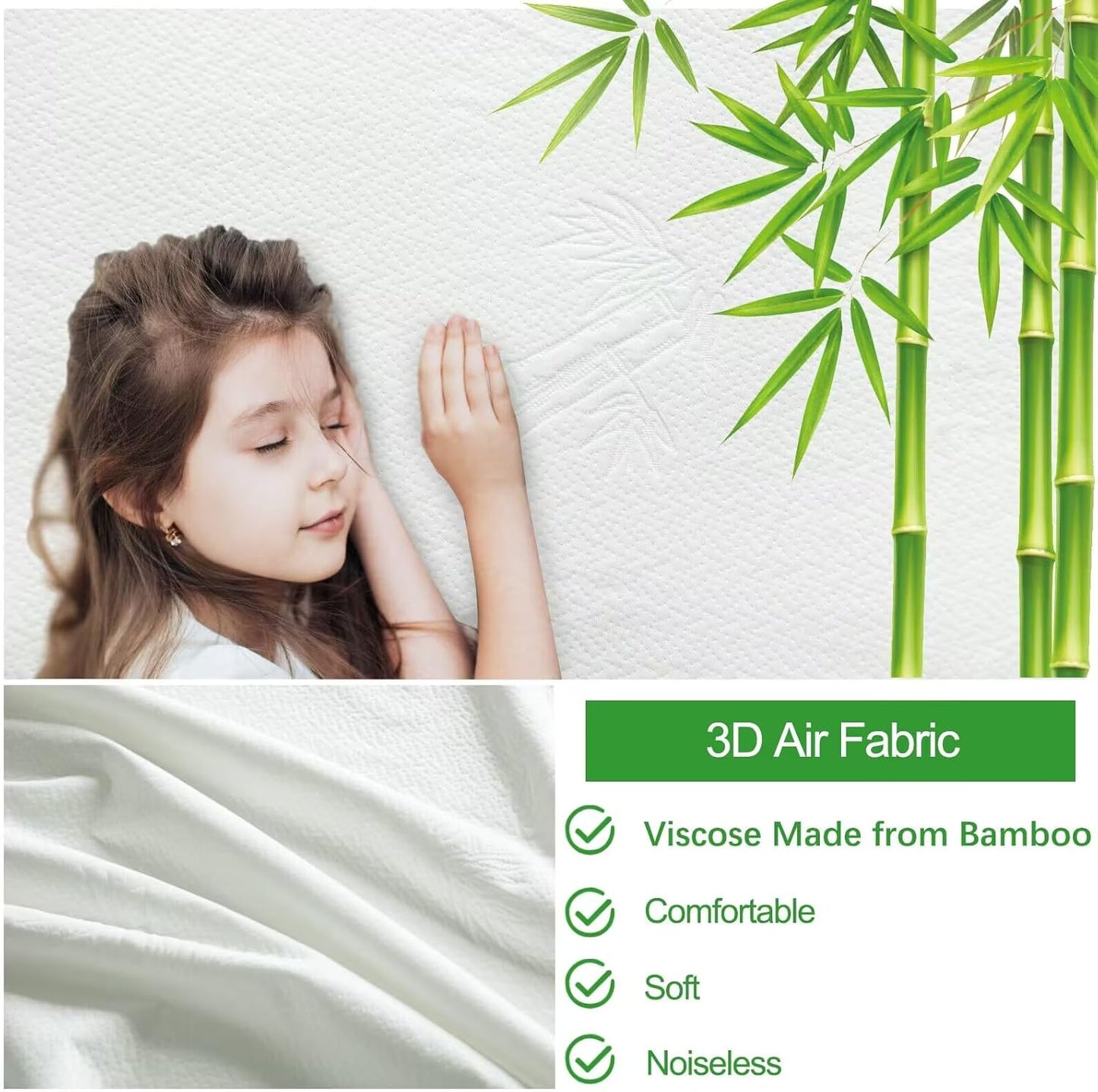Skiennix Twin Mattress Protector - Waterproof Cooling Pad Made from Bamboo | 14" Deluxe Noiseless Topper, Machine Washable