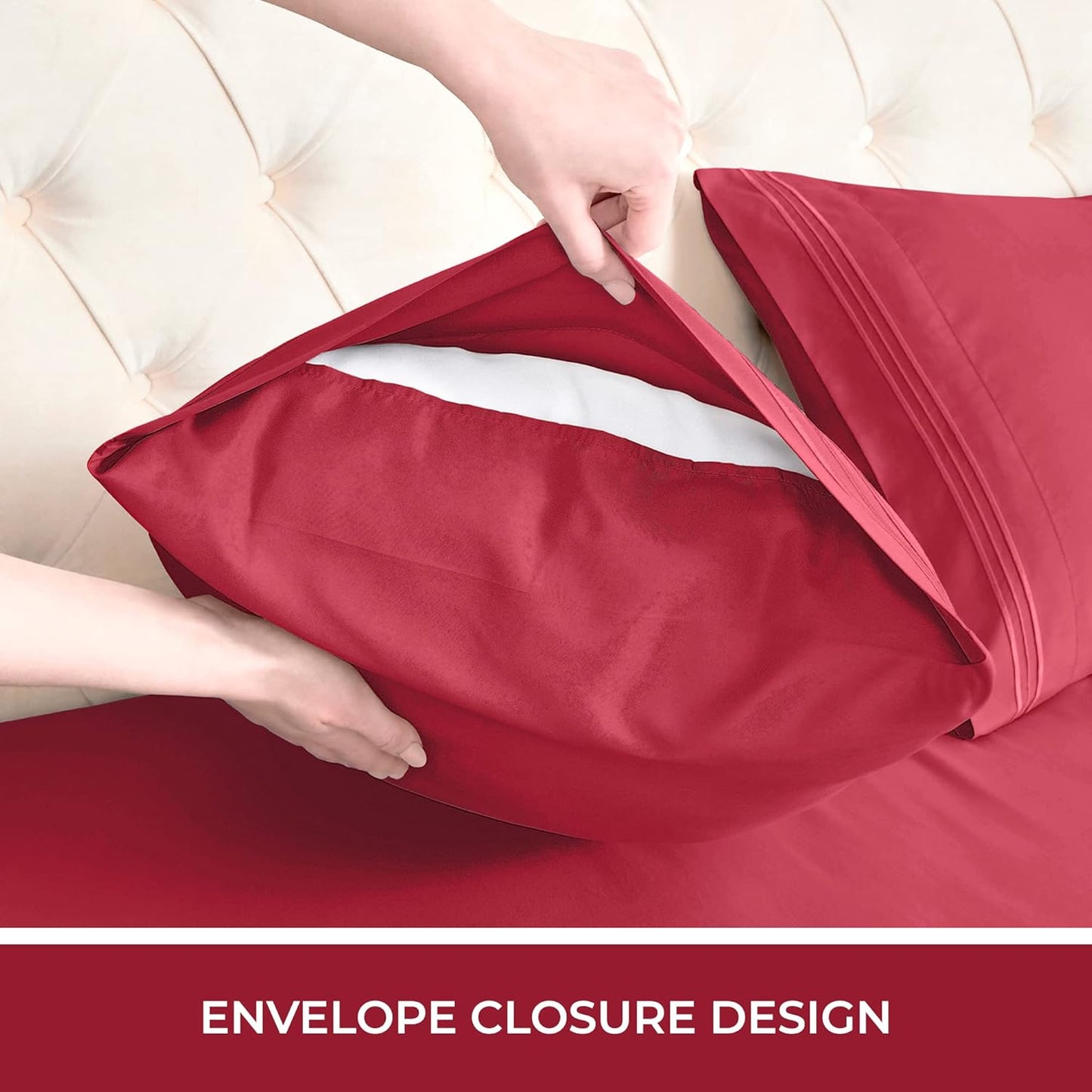 Mellanni RV Short Queen Sheets - Luxury 4 PC Bedding Set | Extra Soft, Cooling, Deep Pocket (Brick Red)