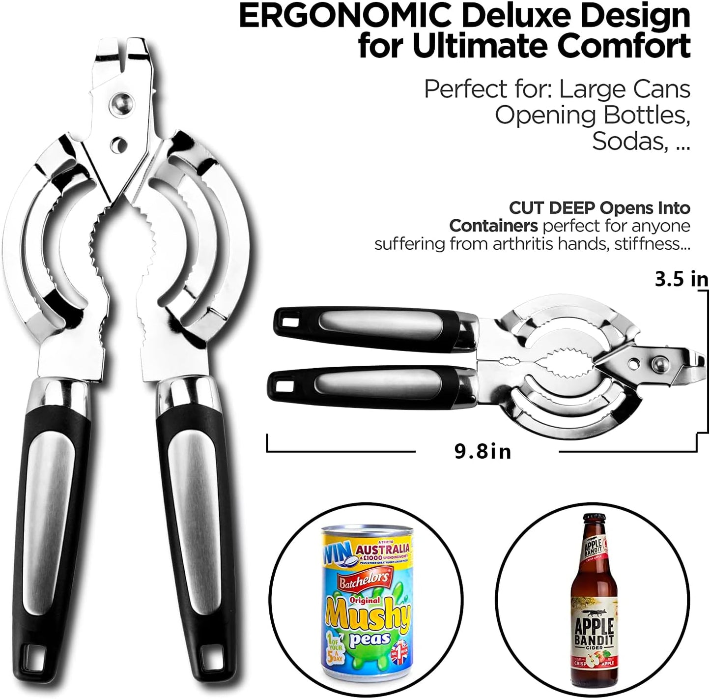 Skiennix Multi Jar Opener - Stainless Steel Tool for Weak Hands & Seniors | Easy Grip Design