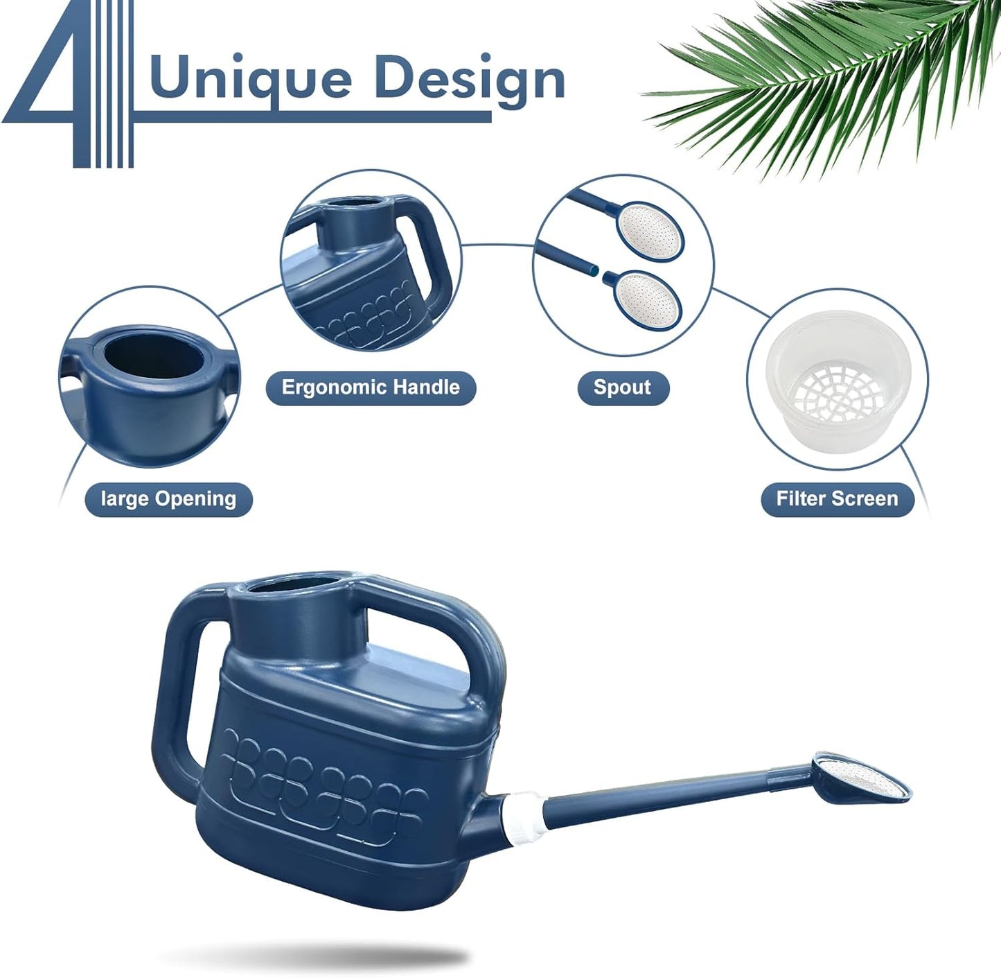 Skiennix 2 Gallon Watering Can - Removable Long Spout & Stainless Steel Sprinkler Head | Ideal for Outdoor Plants