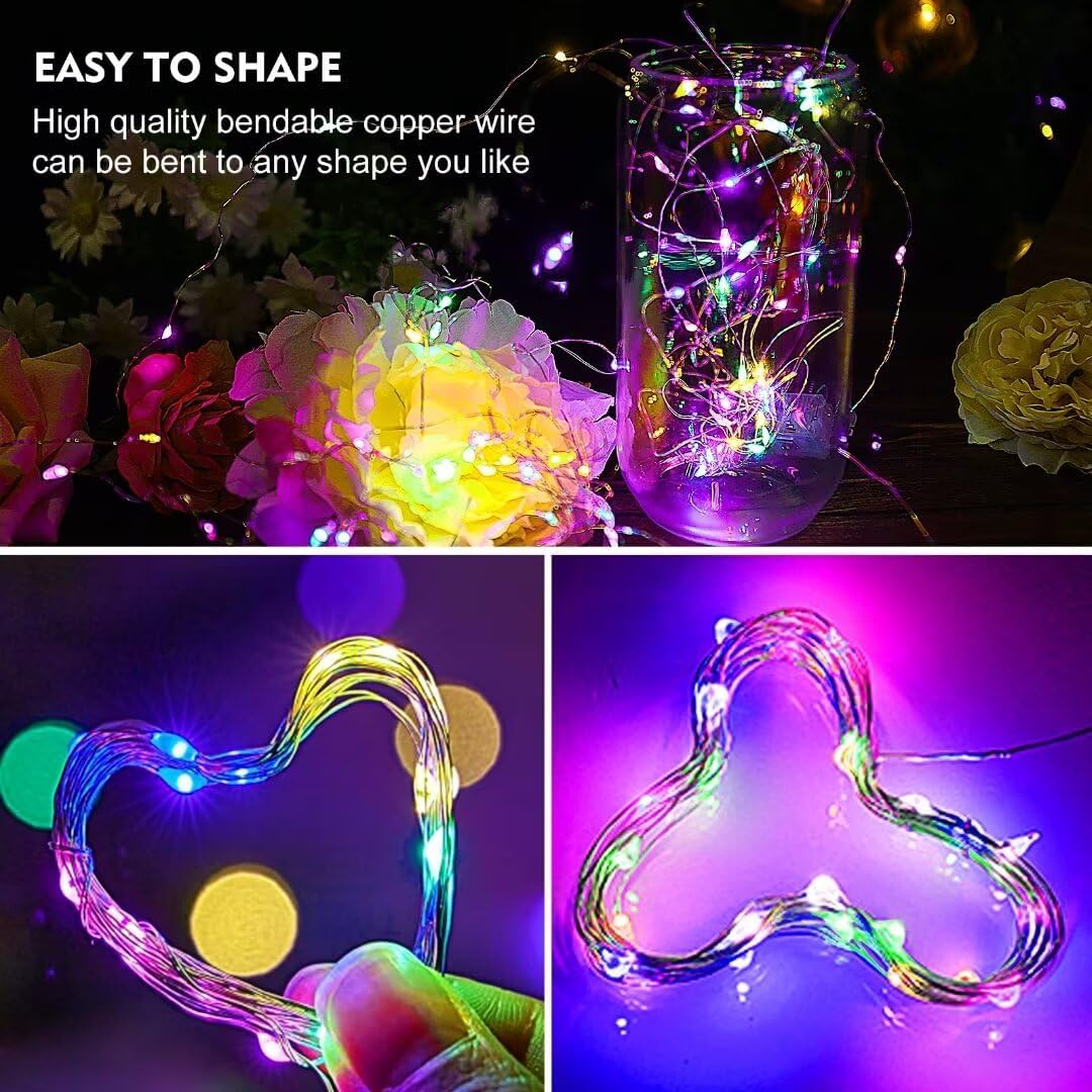 Pozzolanas 24-Pack Multi-Colored Fairy Lights - Battery Operated, 3 Modes, 7FT Waterproof String Lights for Weddings, Christmas & Parties