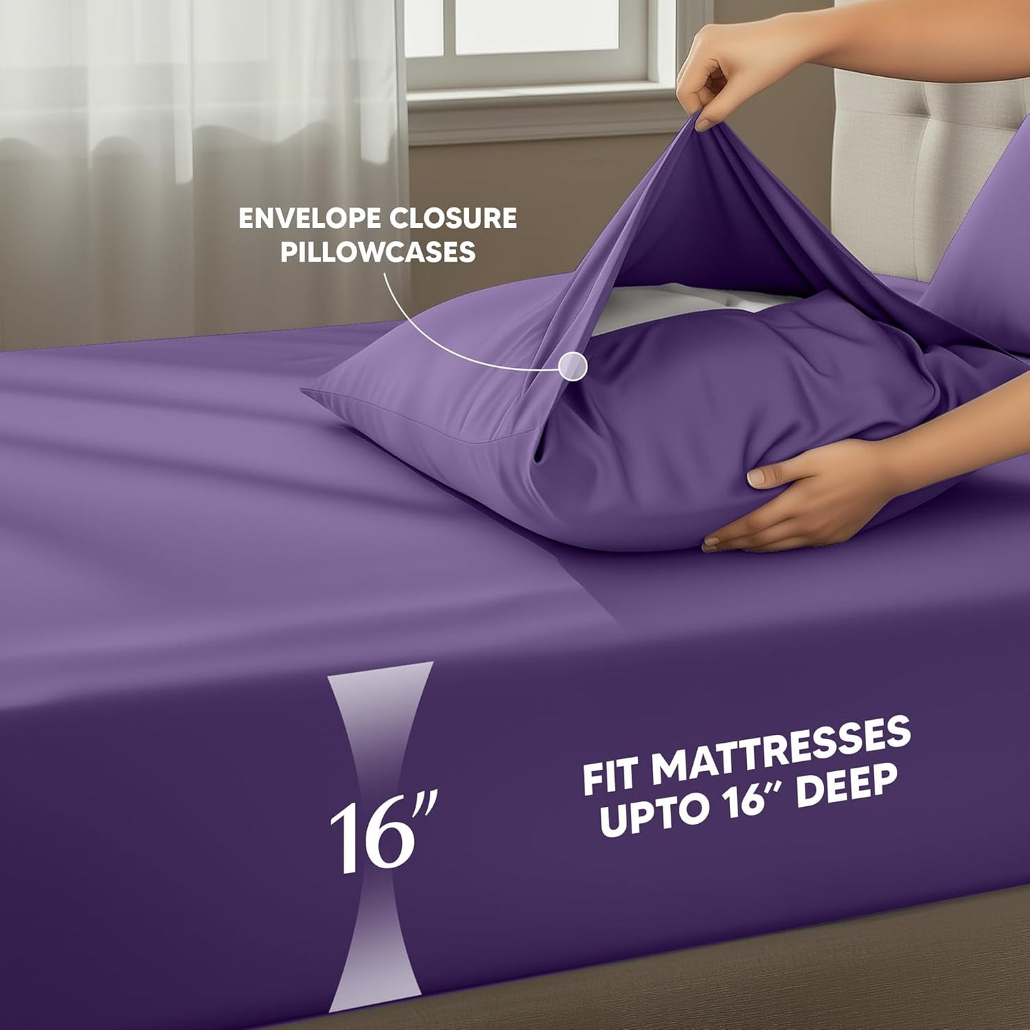 Utopia Bedding King Size Sheet Set - Soft, Breathable Microfiber, 4-Piece in Eggplant | Oeko Tex Certified