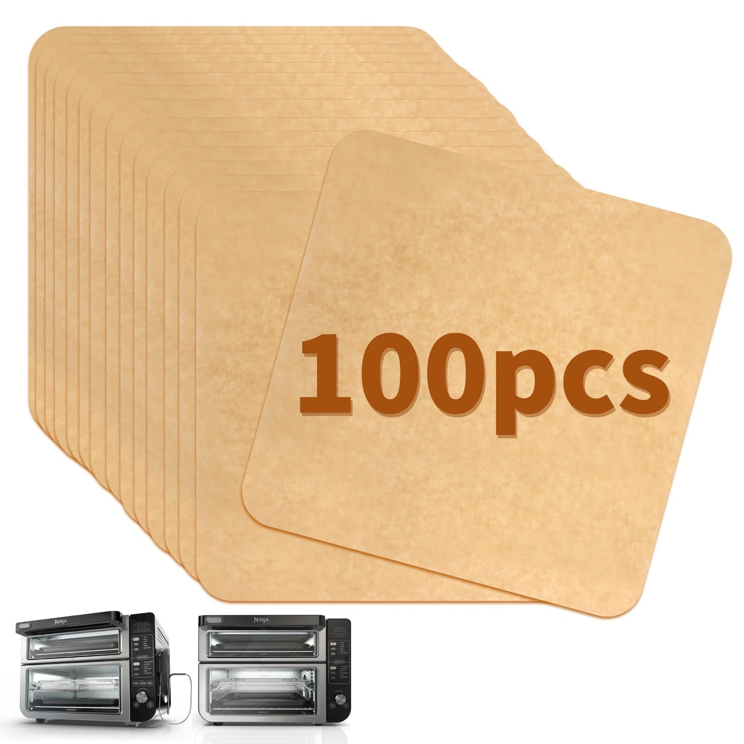 Air Fryer Parchment Paper for Ninja 12-in-1 Double Oven DCT451 DCT401 DCT601 DCT651, 100PCS Air Fryer Disposable Liners for Ninja Foodi Airfryer Combo